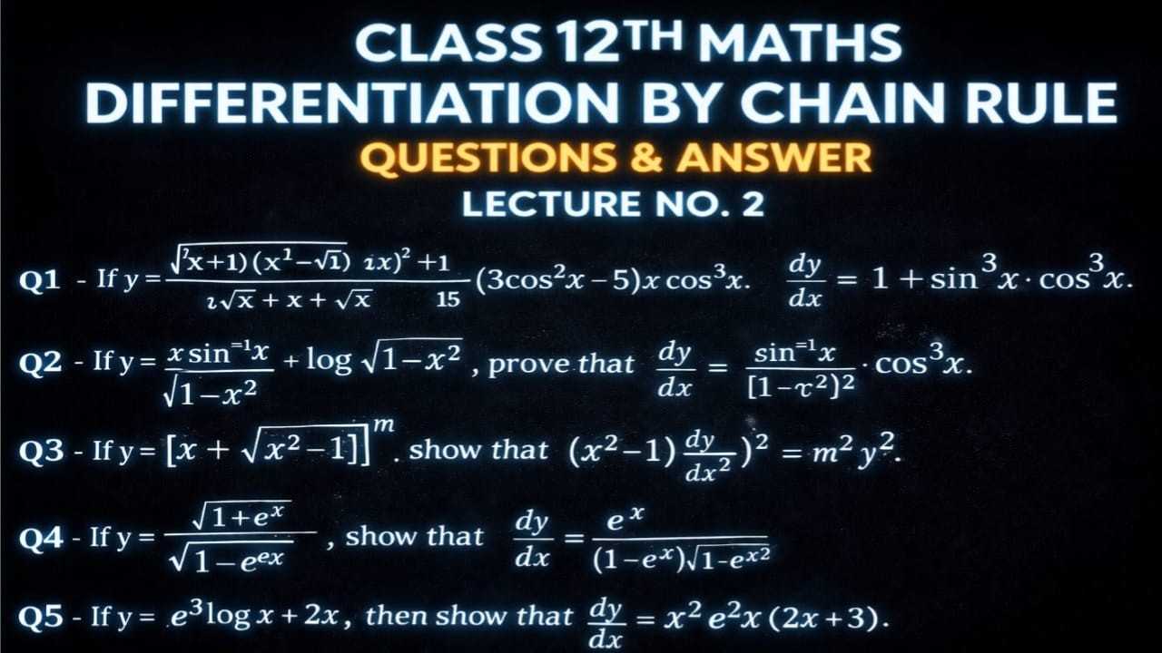 Differentiations :Chain Rule | Questions & answers Lecture 2 | Class 12 maths