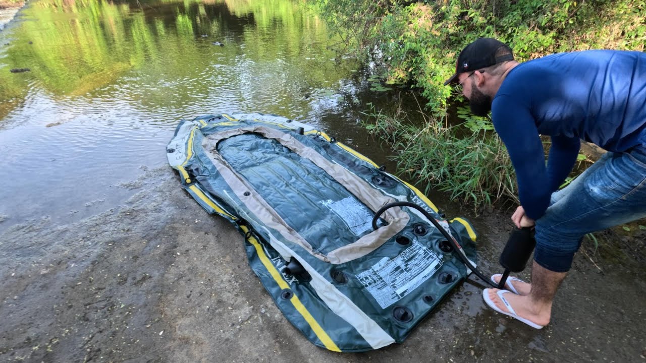 Testei o bote inflável de pesca no rio -  Intex Seahawnk 3