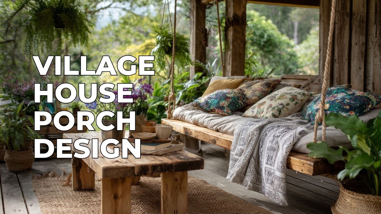 Porch Design for Village House Using Rustic Wood & Upcycled Garden Decor Ideas