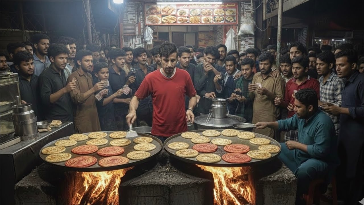 GIANT TAWA FULL OF OIL COOKING 100 PARATHAS 😱 | PAKISTANI STREET FOOD