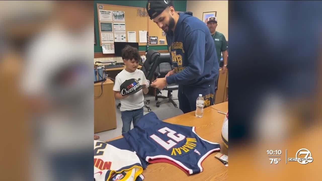 Boy, 8, meets Jamal Murray after signed jersey stolen at Denver Nuggets championship parade