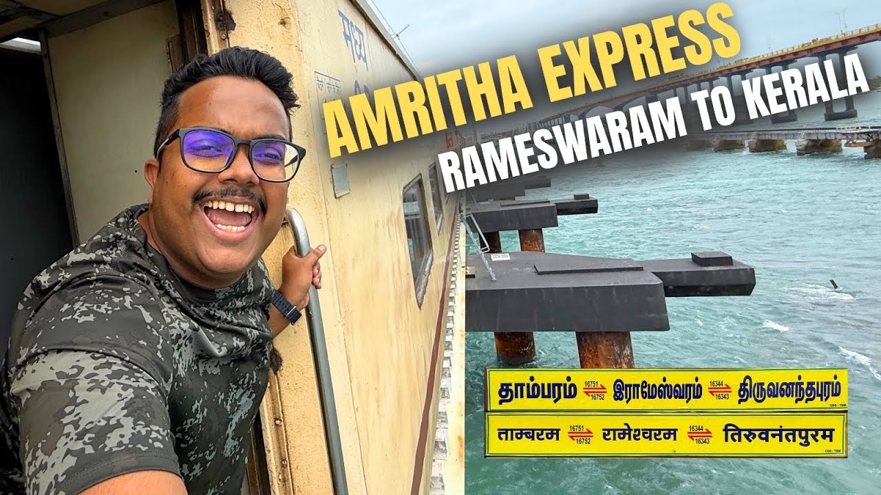 Rameshwaram to Kerala by Amritha Express! Scenic train journey via Pamban Bridge 🌉🚆