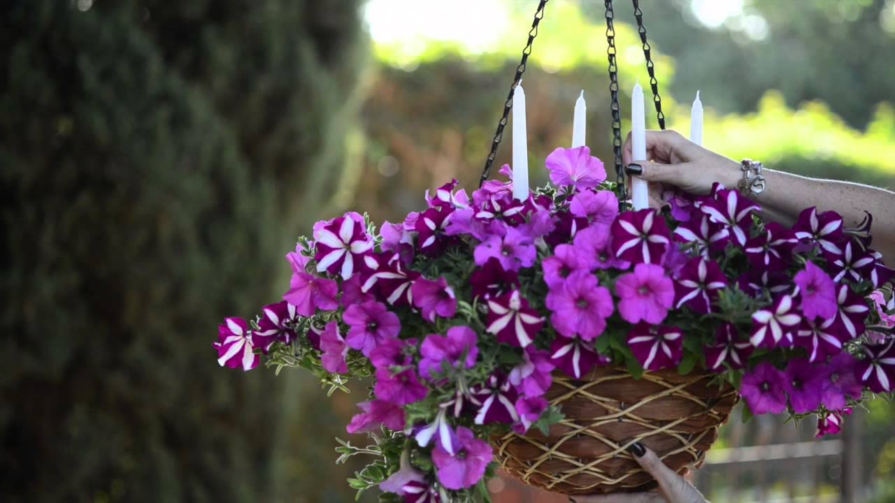 Good Idea with Wave Petunias: Fresh Flower Candelabra