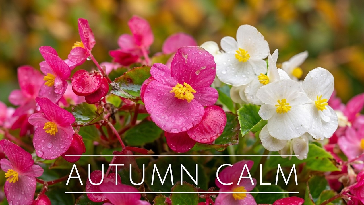 Wax Begonias After the Rain | Autumn Garden Serenity & Nature Relaxation🍁 #WaxBegonia #AutumnGarden