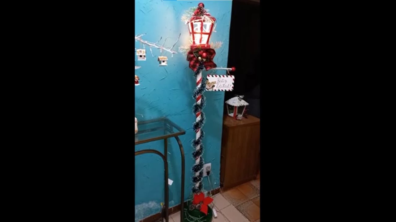 Diy poste natalino / luminária poste de natal/ reaproveitamento com papelão / poste de natal