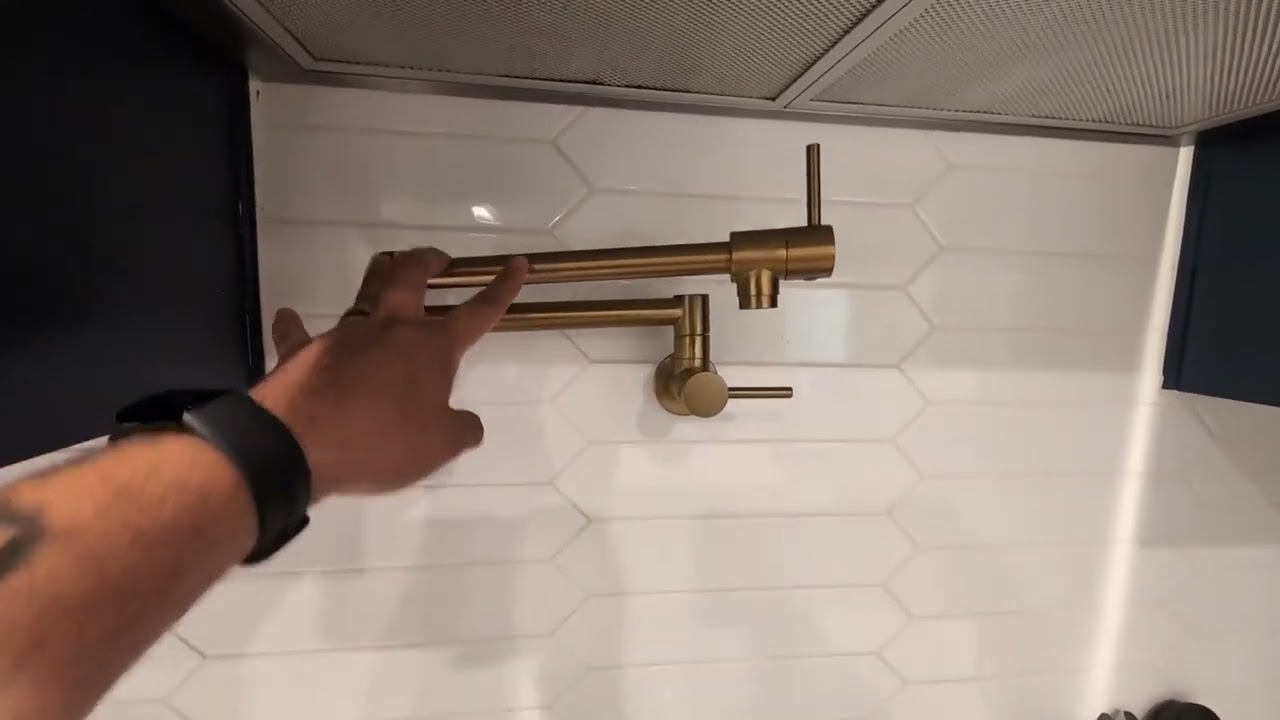 Delta Faucet Contemporary Wall Mount Pot Filler Faucet, Gold Pot Filler Kitchen Faucet Review