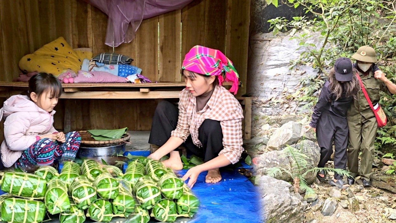 Mother and daughter wrap banh chung (Vietnamese rice cakes). A stranger is found in the forest.