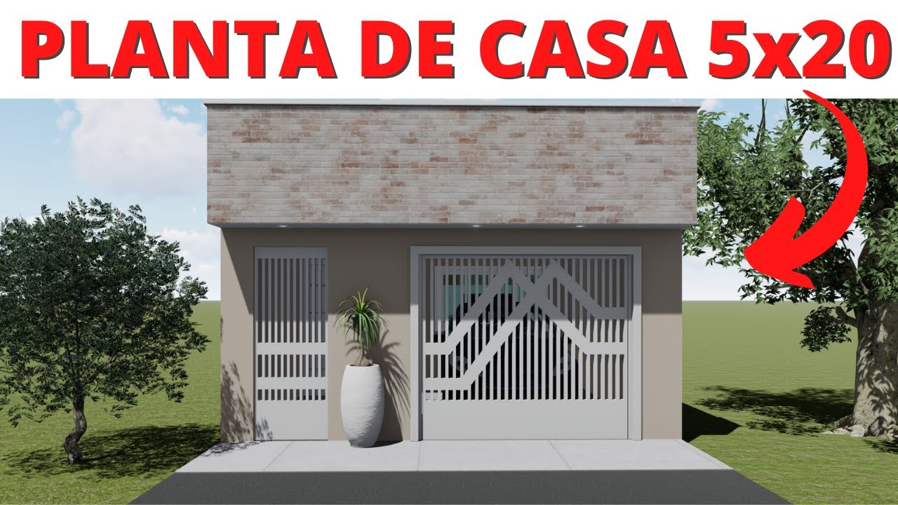 PLANTA DE CASA 5X20 METROS COM 02 QUARTOS!