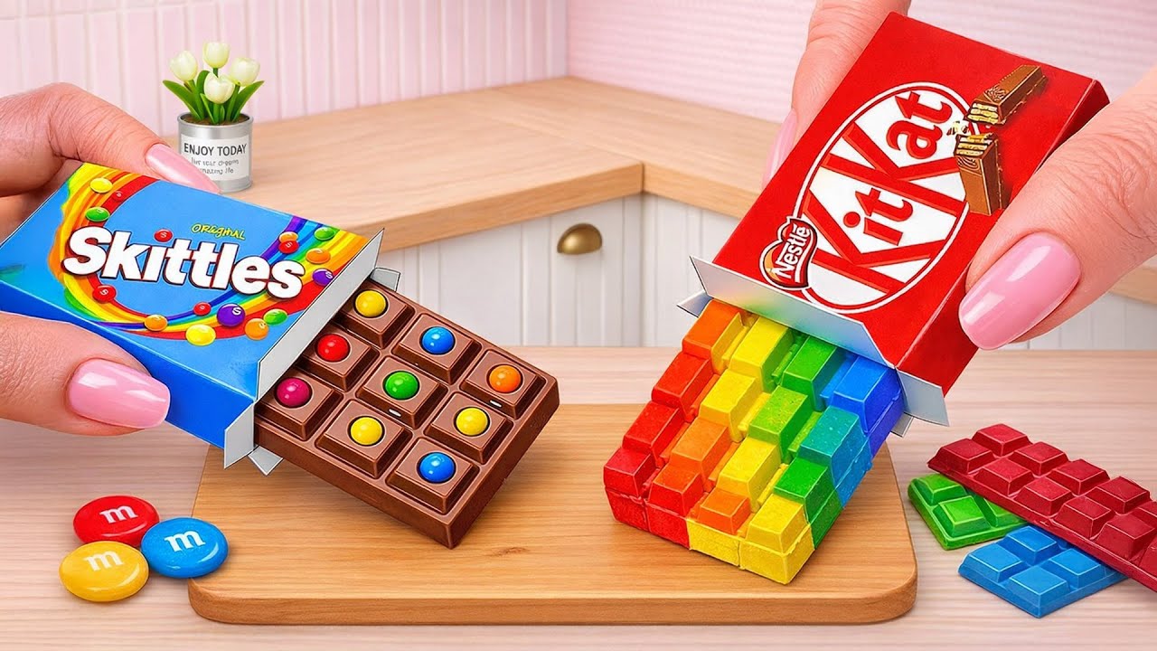 Соревнование «Радужные Skittles против радужного Kitkat» 🍫🌈 Шоколадный мини-десерт | Чудо-торт