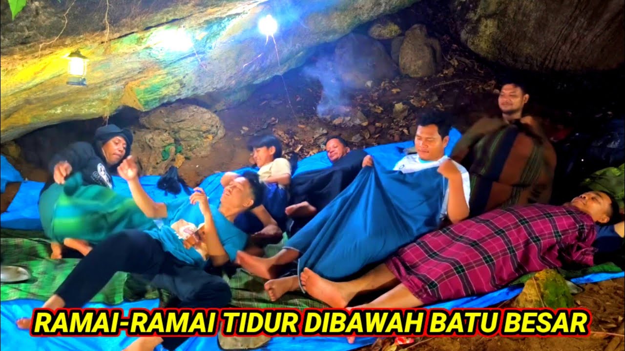 camping ramai ramai bermalam dibawah batu besar, fishing, tidur nyenyak sampai pagi, relaxing sound