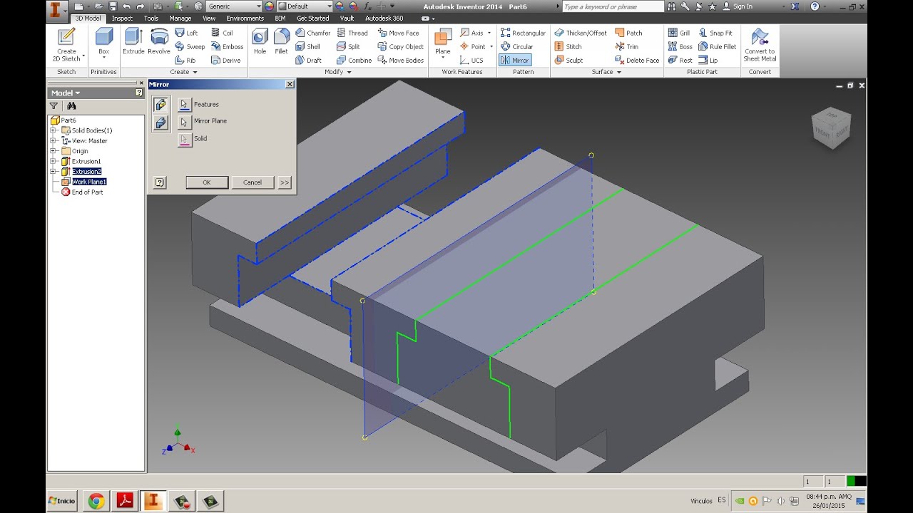 Barra Gu&iacute;a en Inventor 2014 ---Sencillo---