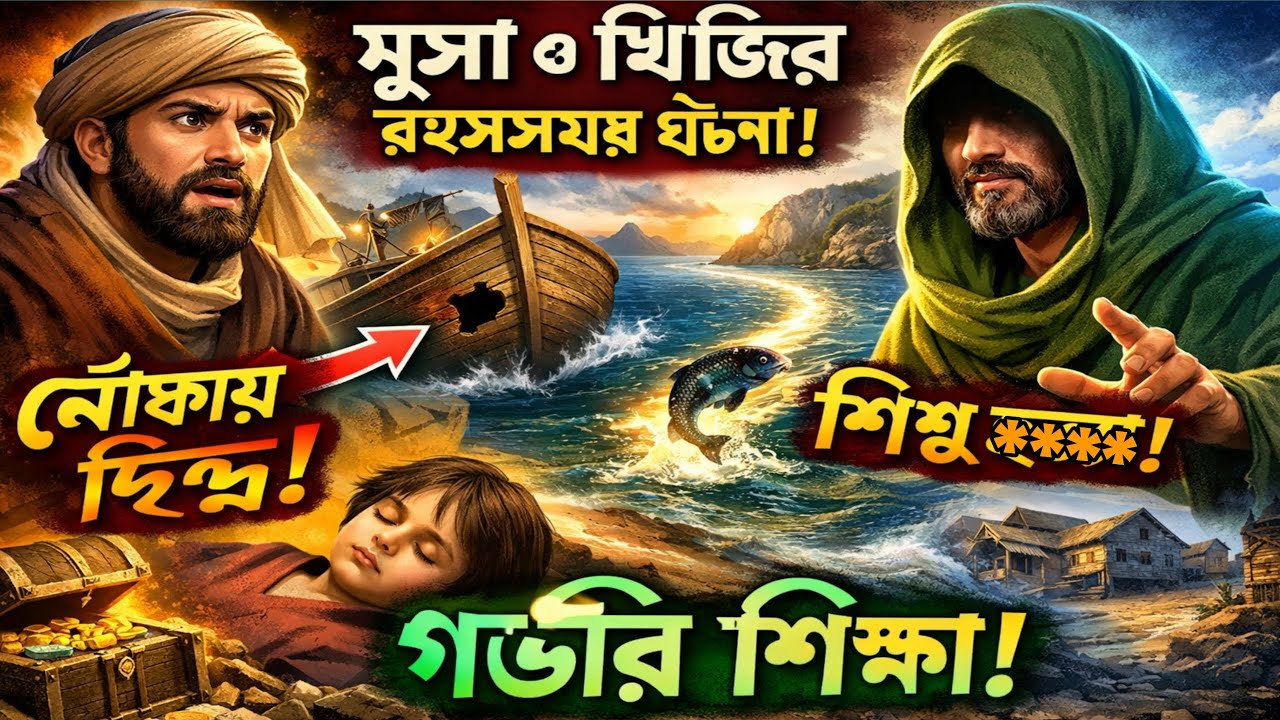 হযরত মুসা (আ.) ও খিজির (আ.)। সূরা কাহফ আয়াত ৬০-৮২ | ধৈর্য ও আল্লাহর হিকমতের বিস্ময়কর কাহিনি। 