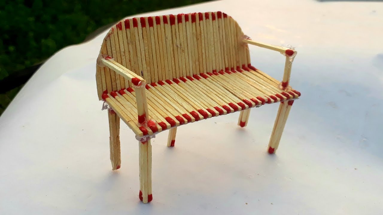 Matchstick art, How to make matchstick bench for doll. DIY Matchstick art.