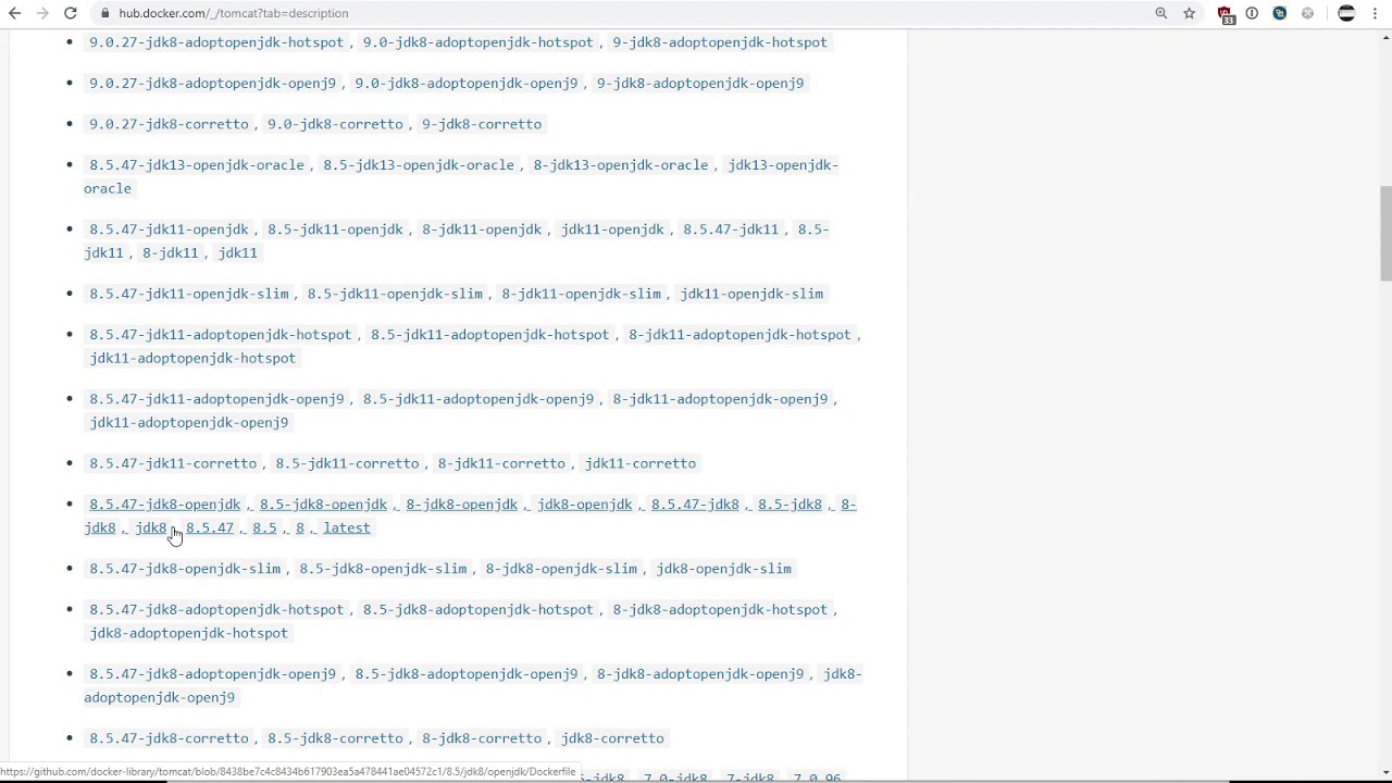 How to find Tomcat Docker Base Images