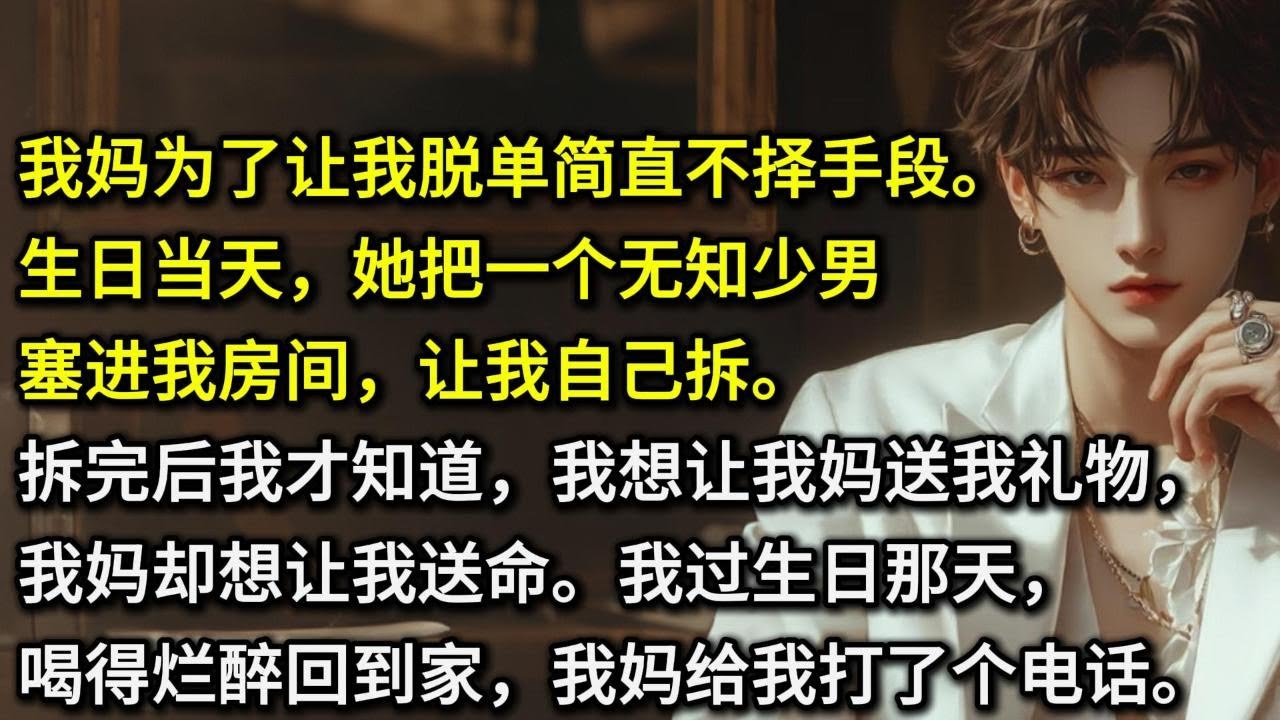 我妈为了让我脱单简直不择手段。生日当天，她把一个无知少男塞进我房间，让我自己拆。拆完后我才知道：我想让我妈送我礼物，我妈却想让我送命。我过生日那天，喝得烂醉回到家，我妈给我打了个电话。「礼物放你房间了