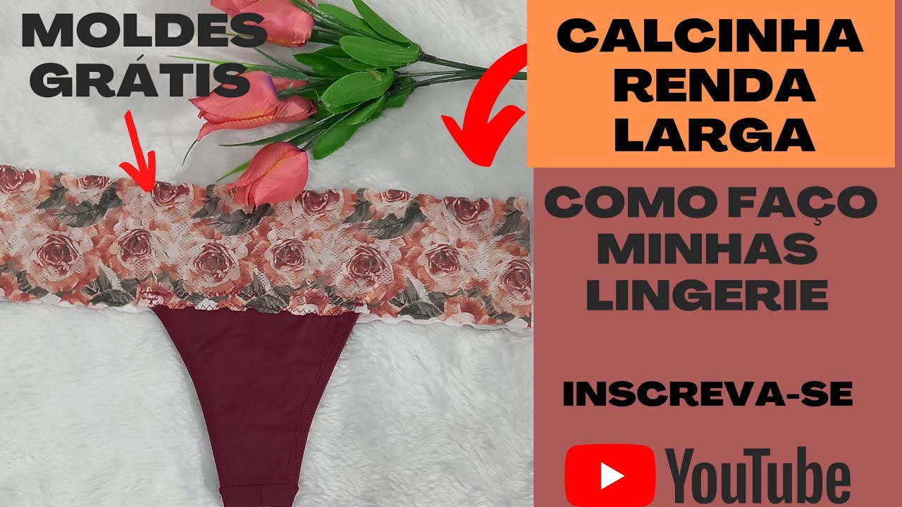CALCINHA FIO RENDA LARGA#MOLDES GRÁTIS