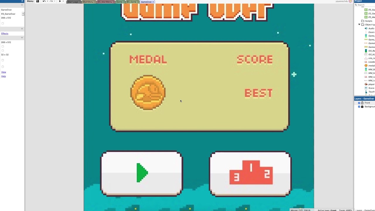 Flappybird #6 - GameOver - Construct 3 Tutoriel