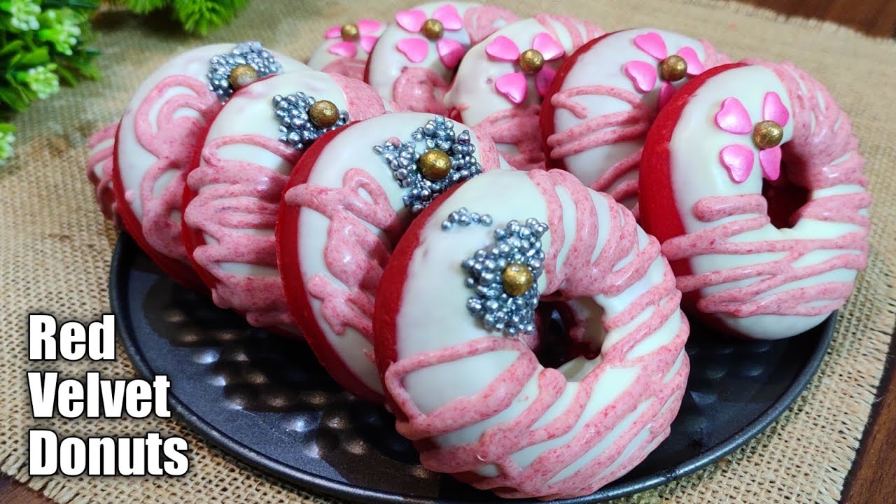 Homemade Best Red Velvet Donut Recipe In Hindi | Easy Eggless doughnut | Valentine's Day Special