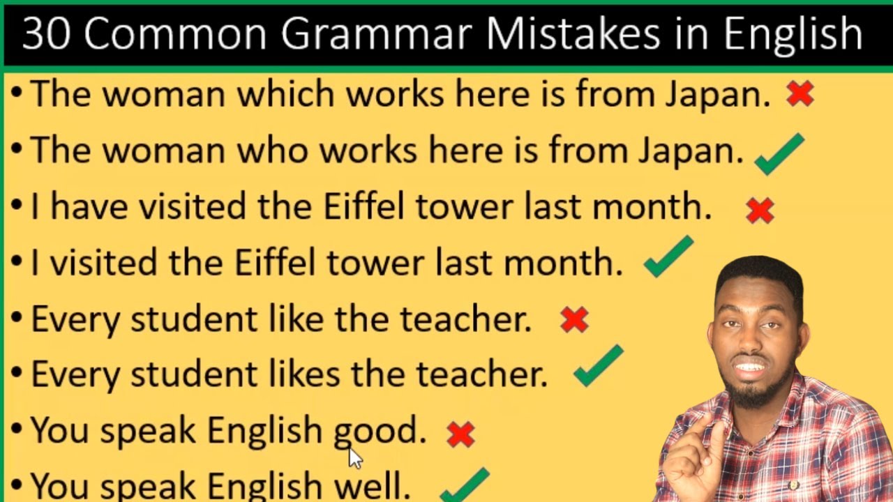 30 Grammar Mistakes in English | English to Somaali | Macalin Omar !!