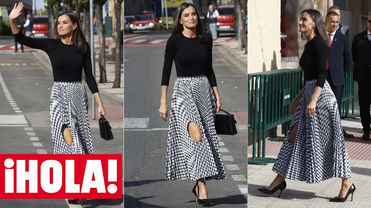 La reina Letizia sorprende con un 'look' de impacto: una falda 'midi' con agujero en la rodilla