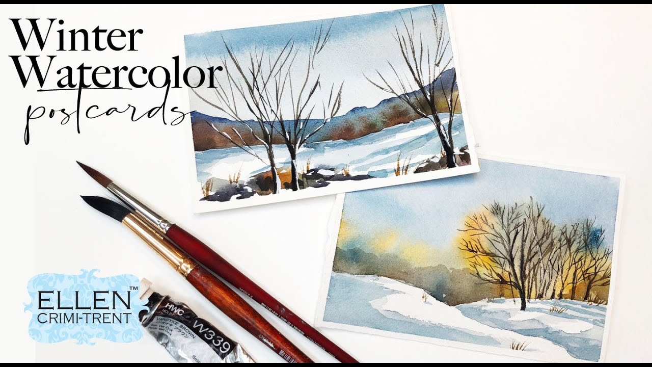 Winter ❄️ Watercolor Postcards Tutorial