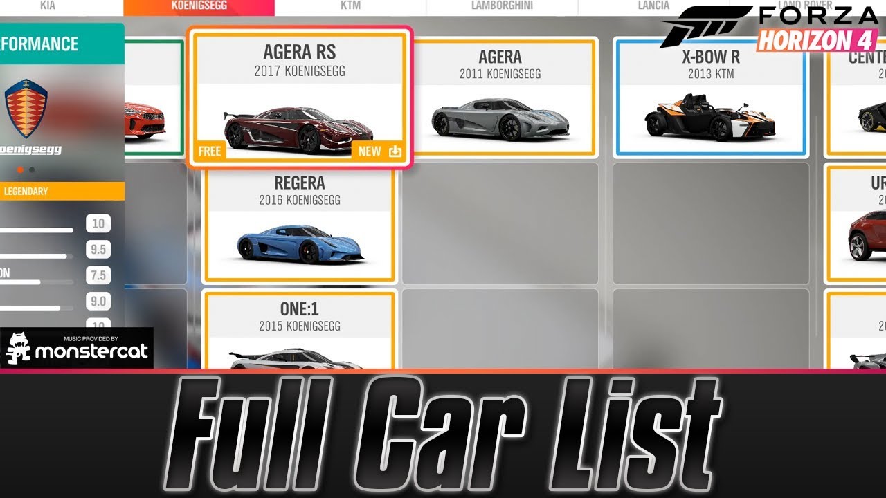 Forza Horizon 4: Full Car List + DLC Cars +  Upgrade Heroes