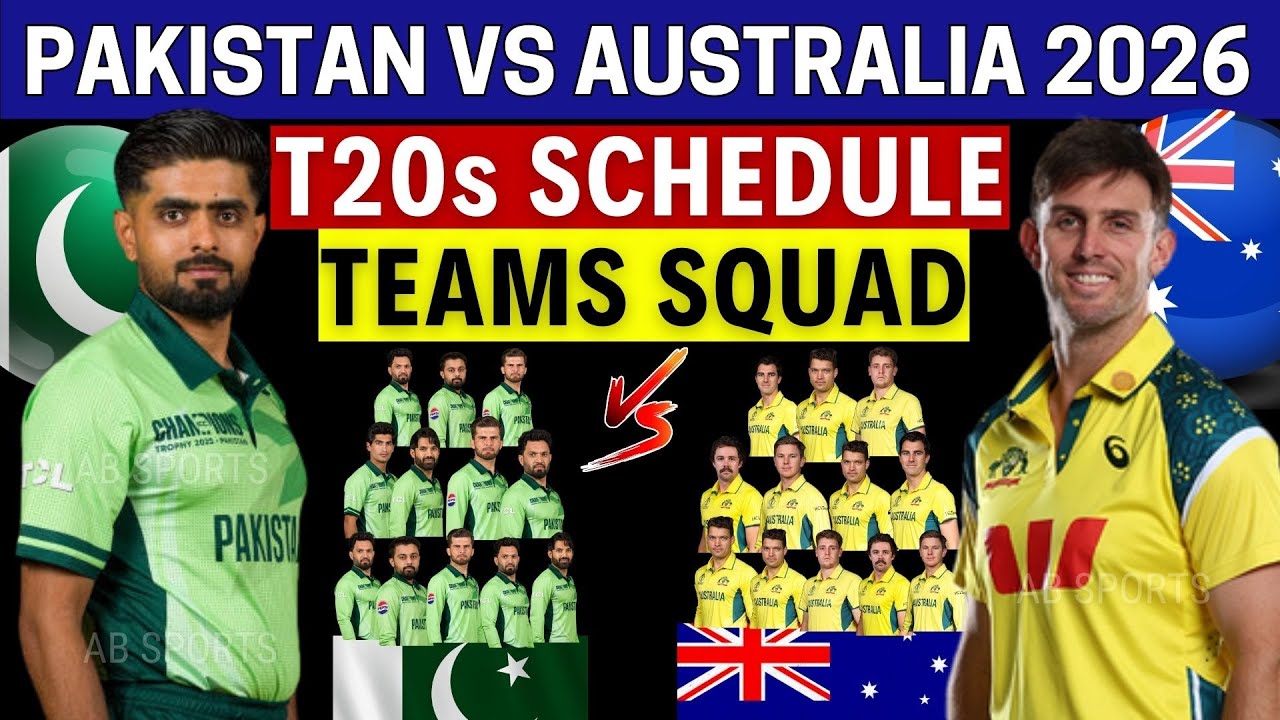 Pakistan vs Australia T20 Series 2026 | schedule and Both teams squad. Pak T20 Squad | Aus T20 Squad