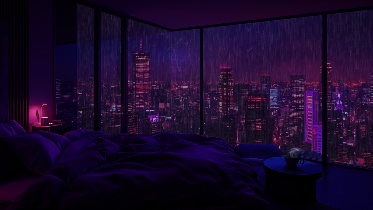 Tokyo Rainy Night 🌧️ Cozy Bedroom Window View | Heavy Rain Sounds for Sleep, Relax & Study