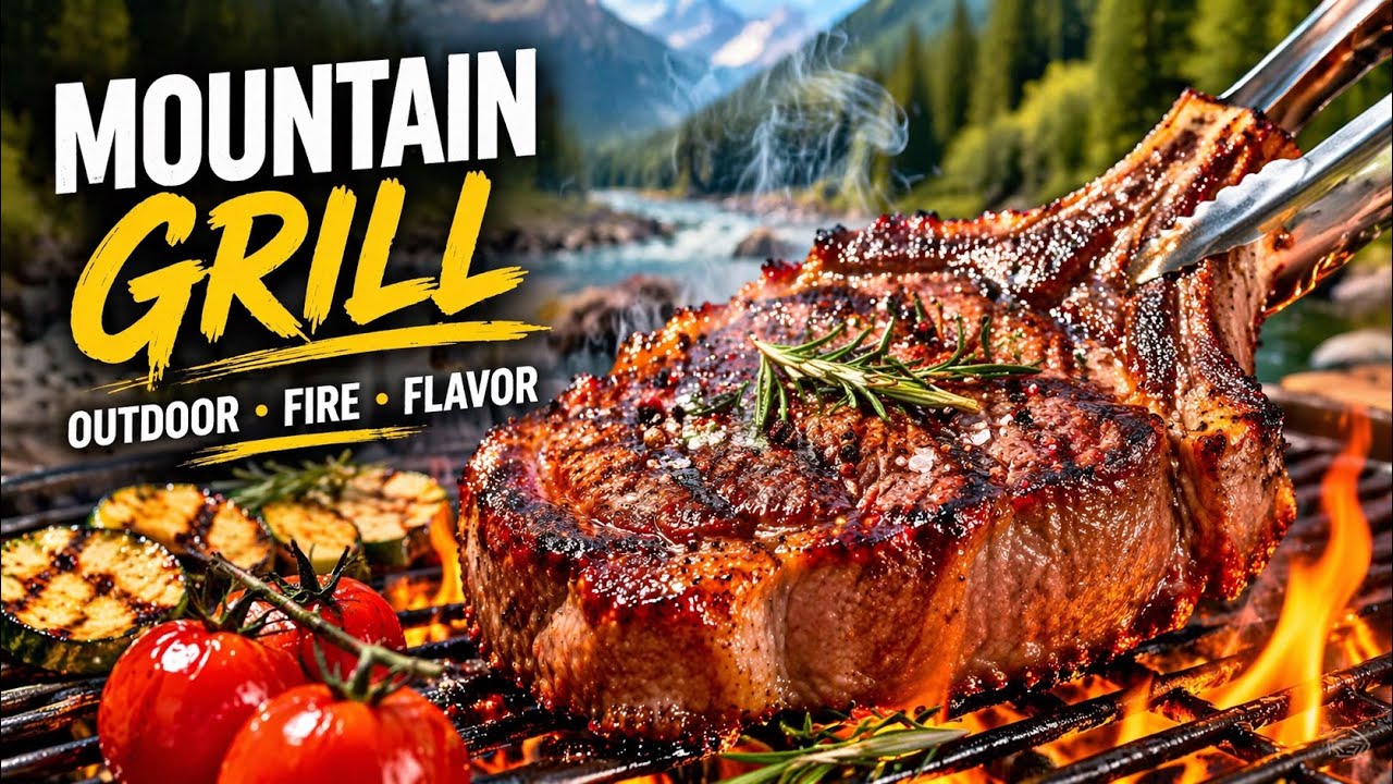 Juicy Steak on the Grill Outdoors with Hot Tea 🔥#steak 