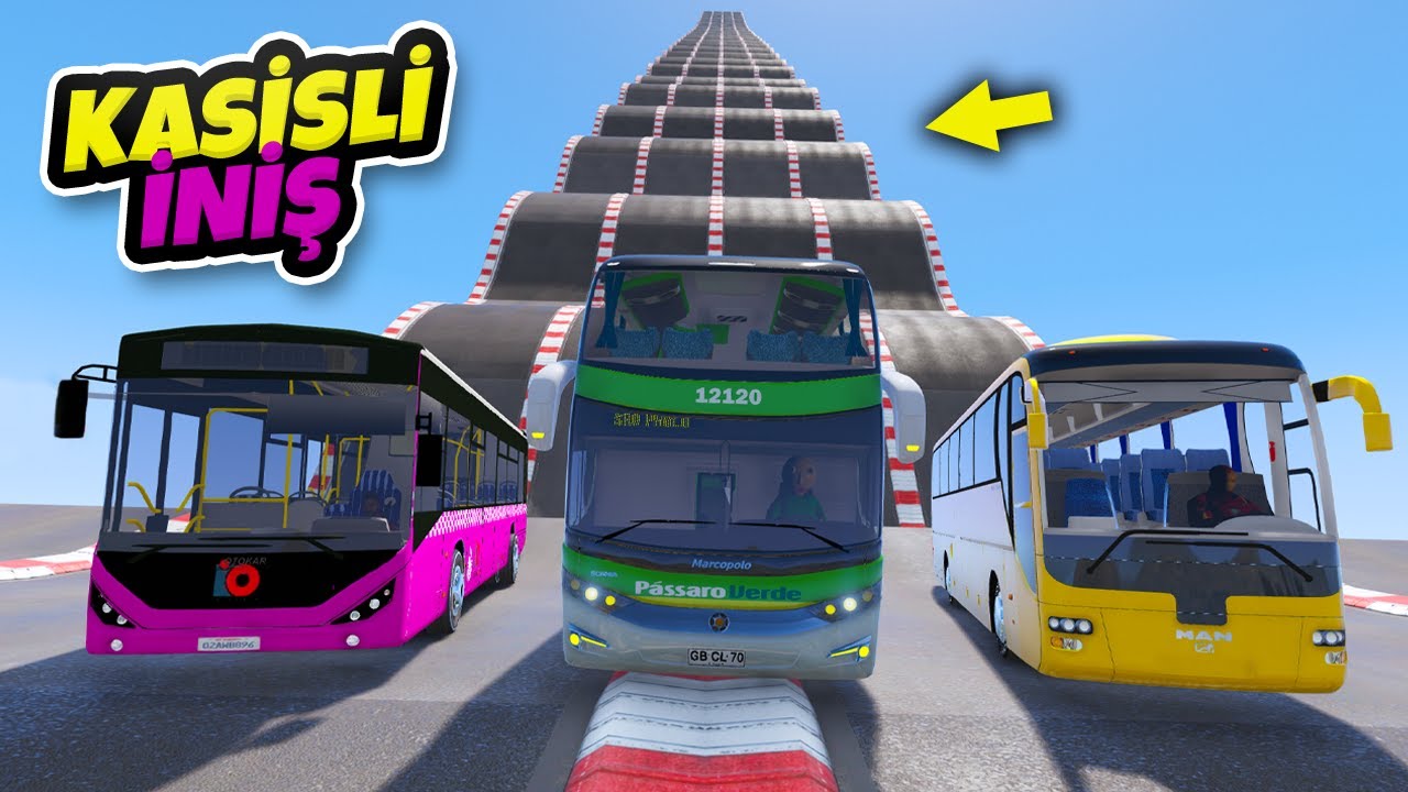 Güçlü Uzun Otobüsler Kasisli İniş Parkurunda - GTA 5