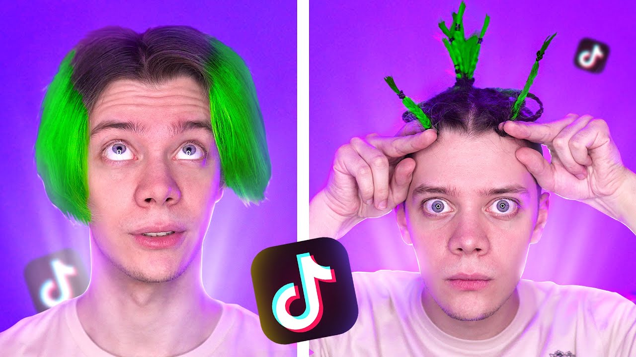 повторил СТРАННЫЕ ПРИЧЕСКИ из ТИКТОК ✂️ мои волосы выжили..вроде 🤪