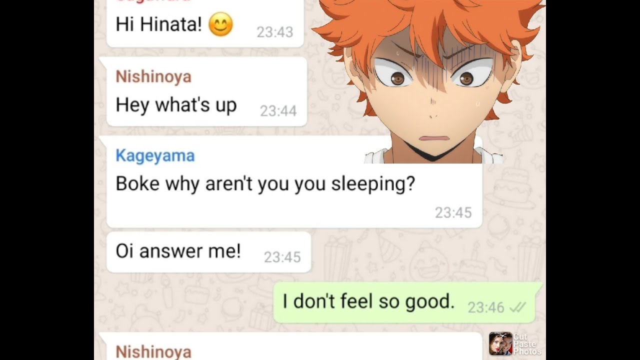 #haikyuu #karasunogroupchat #kagehina Haikyuu - Karasuno group chat [Hinata feels sick]
