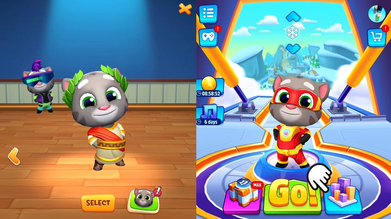 Talking Tom Hero Dash && Talking Tom Candy Run - Prehistoric Tom vs Talking Tom 9999