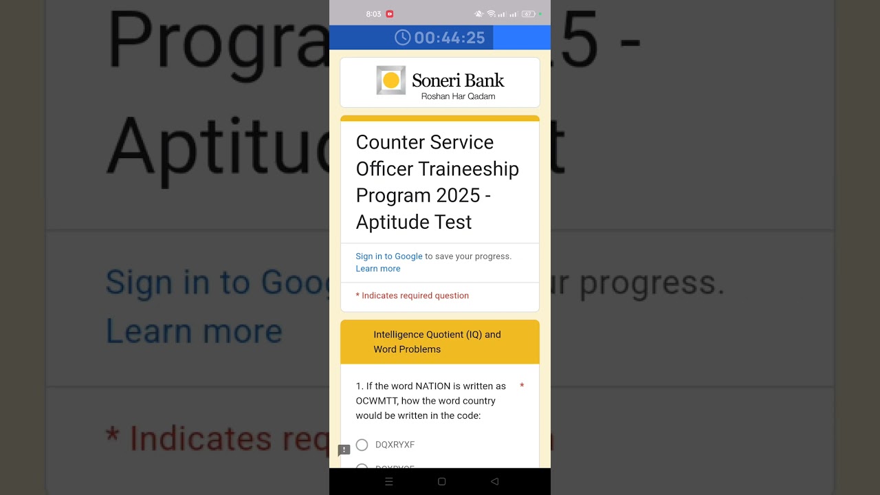 Soneri bank test for Counter Services Officers test solved for new aspirants.