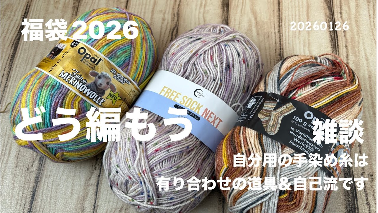 【靴下・帽子・巻くもの】プティマフラーを編みながら雑談。「自分用の手染め糸、有り合わせの道具で」自分自身が楽しむための動画です。
