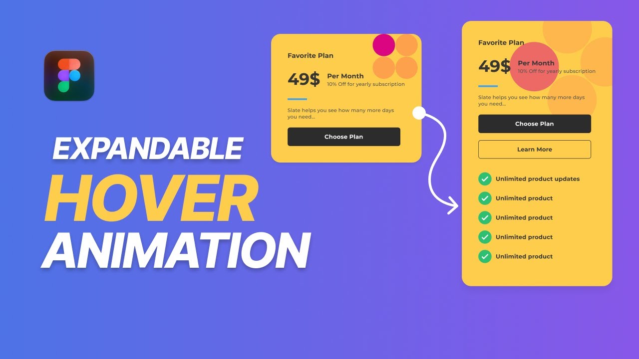 How to Create Expandable Figma Card Animation - Hover Effect Tutorial
