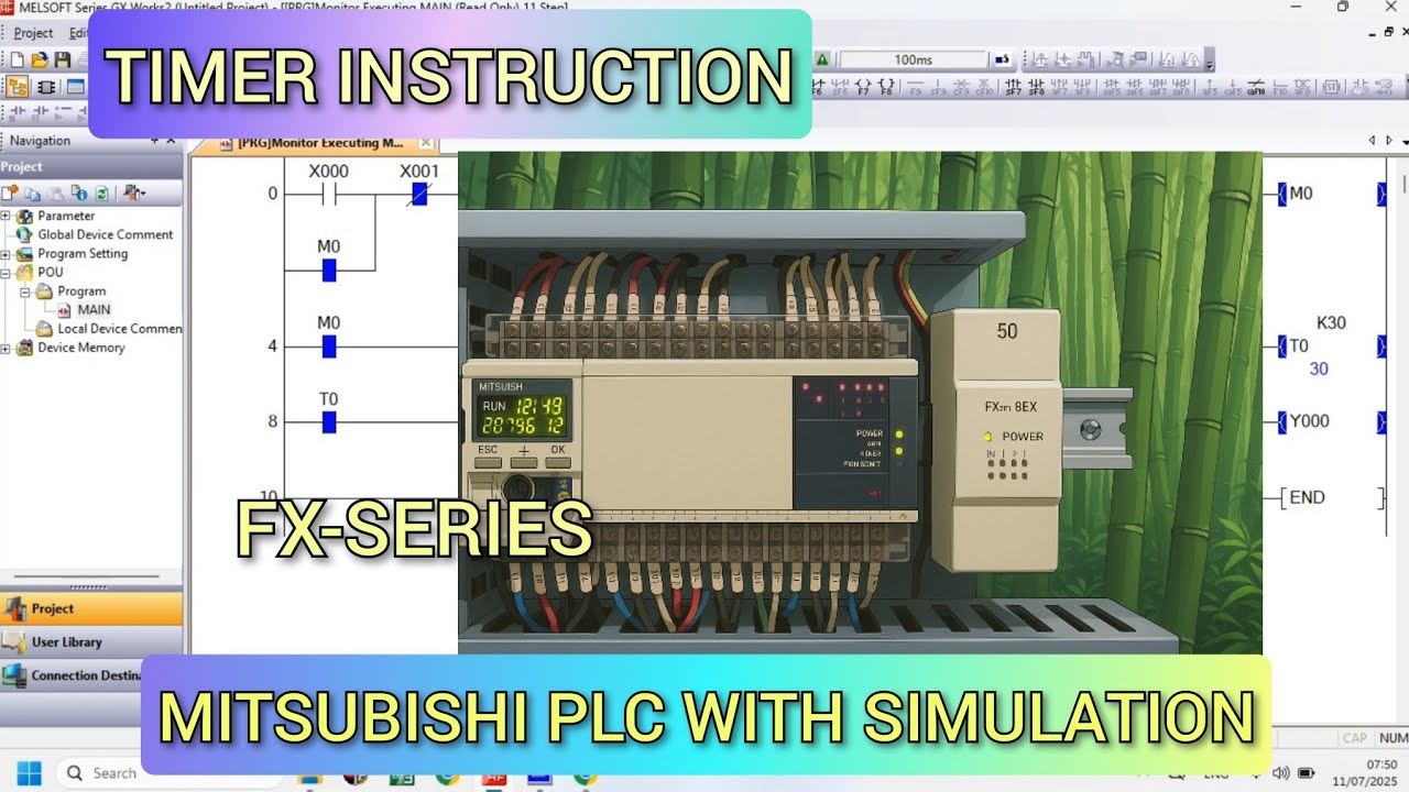GX Works 2: Timer instruction using GX works2 mitsubishi PLC