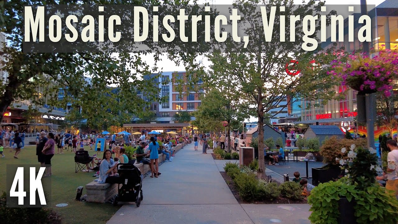 Mosaic District, Merrifield, Virginia | Friday night walk | 4K | USA
