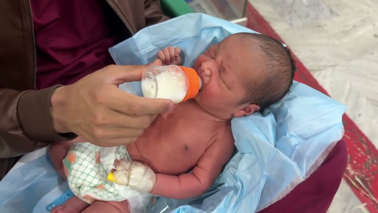 Chubby HIE Baby First-Time Bottle Feeding | Gentle Feeding Trial (Educational) 🍼🤍
