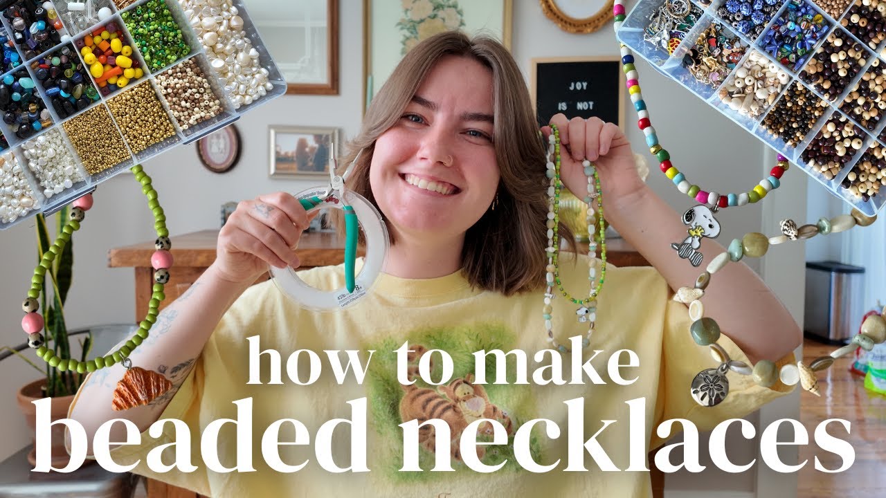 HOW TO MAKE BEADED CHARM NECKLACES | list of supplies & full tutorial | easy cozy hobby | diy gift