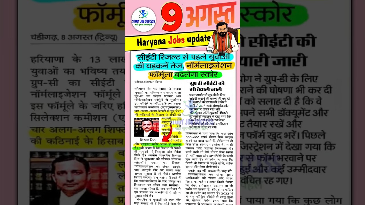 Today Haryana jobs update Hssc cet update Hssc cet Result  cet cut off 