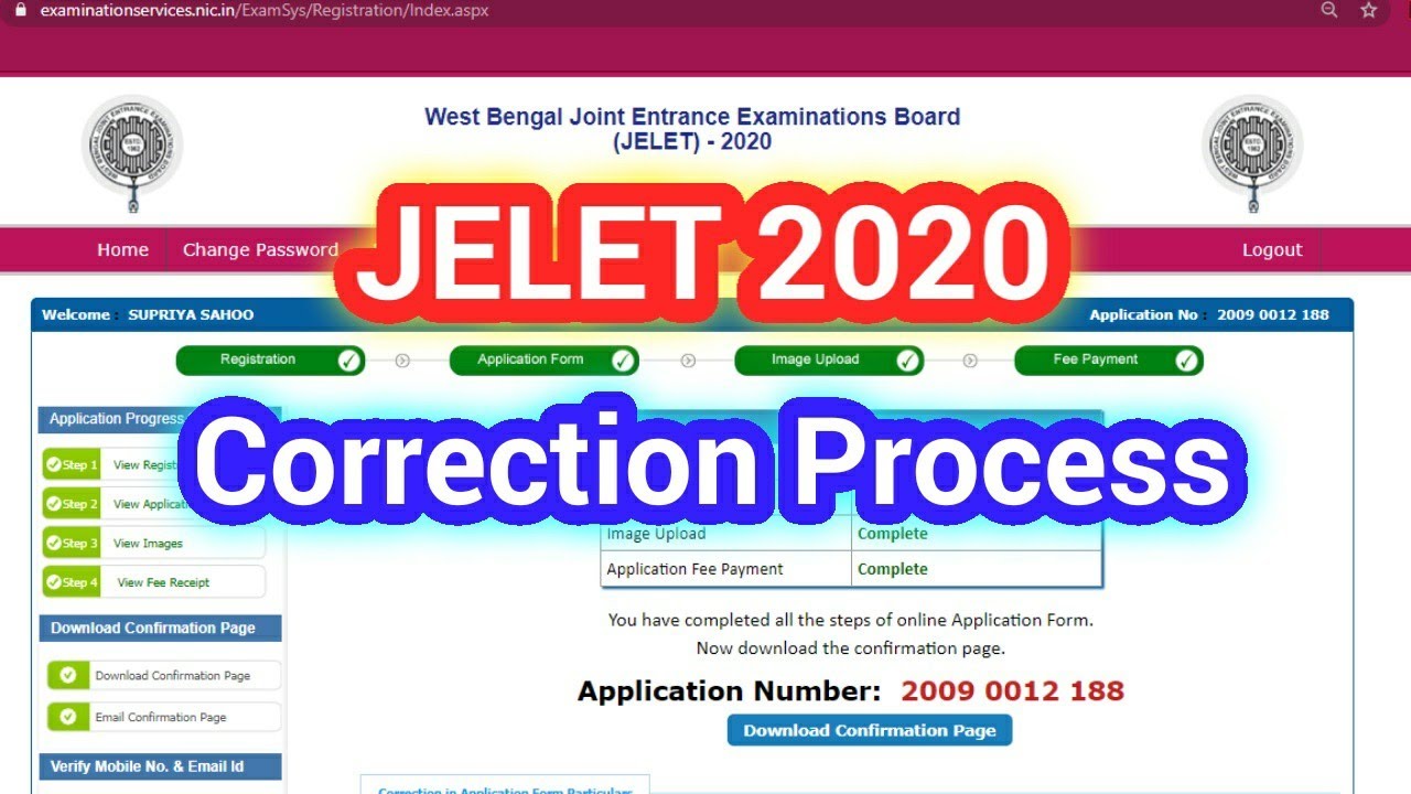 Jelet 2020 application correction process step by step