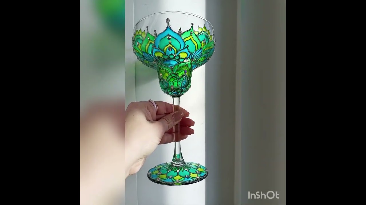 витражная роспись, бокал мандала 