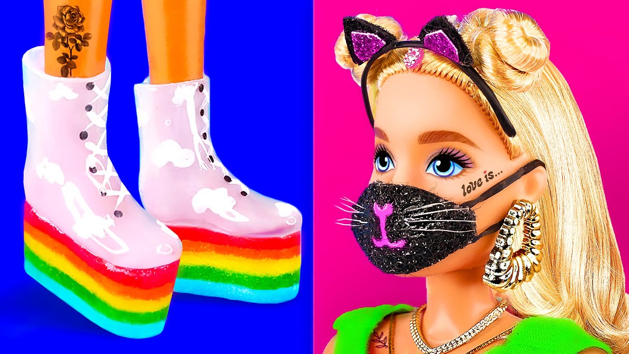 32 DIY Miniature Doll Hacks and Dollhouse Crafts Ideas ~ Rainbow Shoes, Pregnant Barbie and more