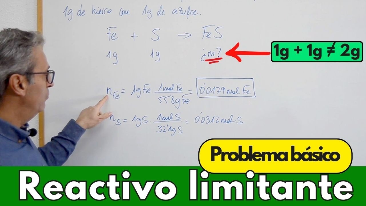 Reactivo LIMITANTE Y Reactivo en EXCESO. Problema b&aacute;sico explicado paso a paso | ESTEQUIOMETR&Iacute;A