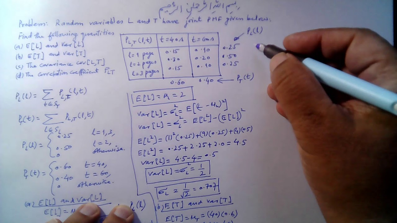 Muhammad Farooq-i-Azam: Correlation and Covariance of Pairs of Discrete Random Variables