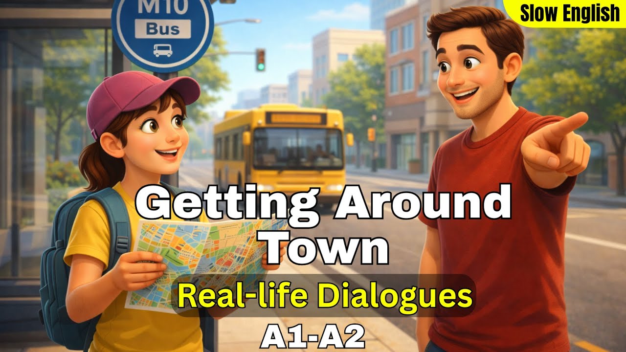 Easy English Conversation - Getting Around Town | Daily Real Life Speaking Practice for Beginners
