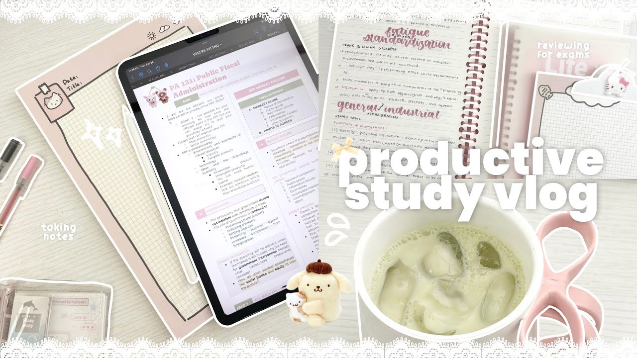 PRODUCTIVE STUDY VLOG 🍵: waking up at 5am, reviewing for exams, matcha, what I eat