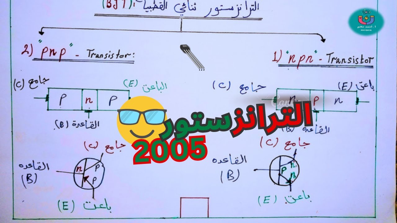 اشباه الموصلات ترانزستور ثنائي القطبية فيزياء توجيهي 2005 المعلم احمد حاتم