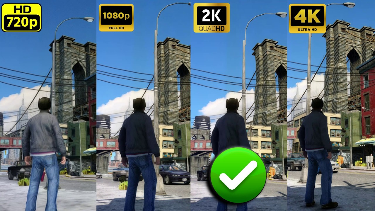 GTA 4 Higher Resolution Worth It?🔥720p vs 1080p vs 2K vs 4K